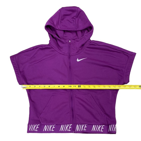 Nike Dri Fit Studio Short Sleeve Sweatshirt Full Zip, Purple - Picture 6 of 7